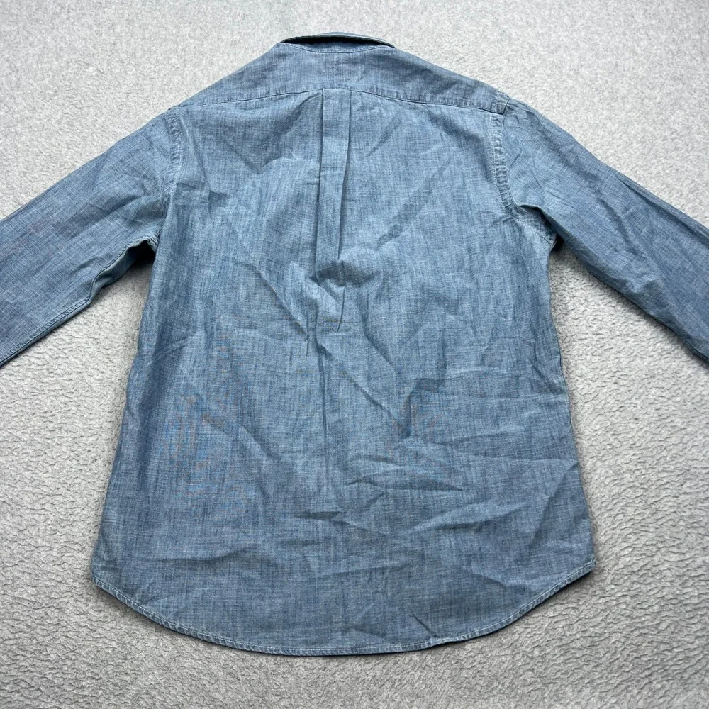 NEW Polo Ralph Lauren Shirt Mens Small Blue Indigo Chambray Untucked Classic Fit